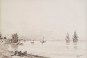 View into a Sea Bay with Numerous Sailing Ships (Feodosia?)